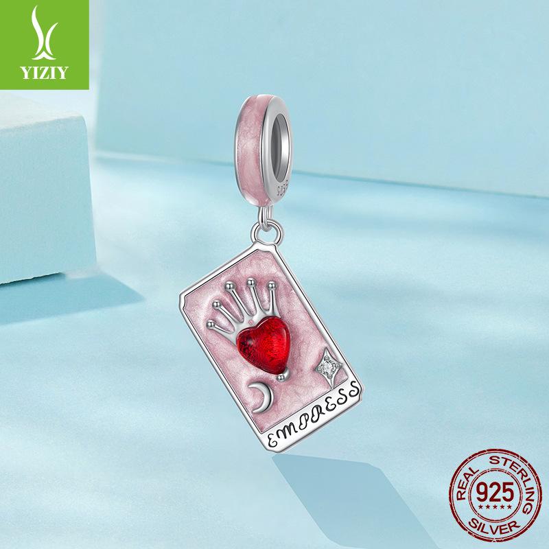 S925 Silver Queen Tarot Pendant, Wind Personality Diy Bracelet Beaded Accessories