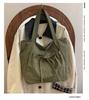 Fashionable Canvas Shoulder Handbag with Bow Accent and Wrinkled Texture – Large Capacity Tote/School Bag