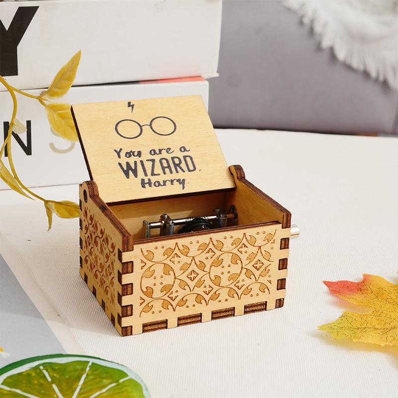 Hogwarts Hand-Cranked Retro Carved Wooden Music Box