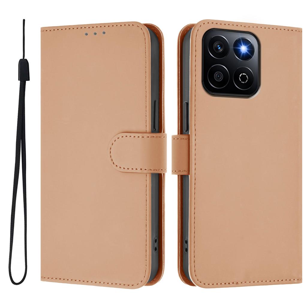 For Honor X7c 4G/Honor 200 Smart 5G/Honor X7c 5G Case Solid Color Wallet Leather Phone Cover with Strap