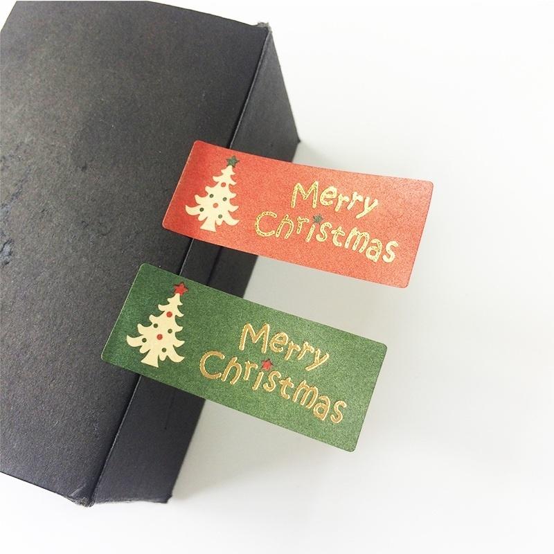 100 Adet/lot Mutlu Noeller Paket Mühür Etiketi Noel Ağacı Hediye Etiketi Etiketi Scrapbooking Noel Partisi Süslemesi İçin