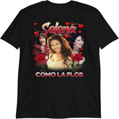 Selena - TEE Shirt (Como LA Flor) Spanish Singer (Limited Edition) Black