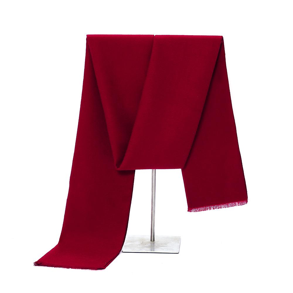 

Мужской зимний шарф 2024 года, однотонный, с начесом - Универсальный аксессуар в стиле кэжуал и для бизнеса 180CM Length, 31CM Width вино красного