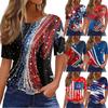 Women's Fashionable Casual Short Sleeve Print Round Neck Pullover Top