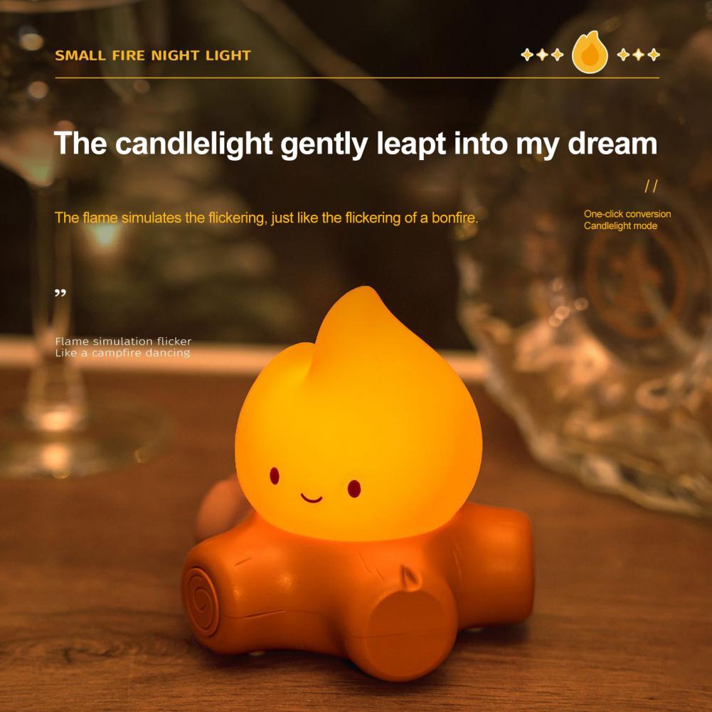 Nachtlicht aus lebensmittelechtem Silikon Mädchenzimmerdeko Nachtlicht Lagerfeuerform Nachtlicht mit langer Akkulaufzeit USB-C für Schlafzimmer