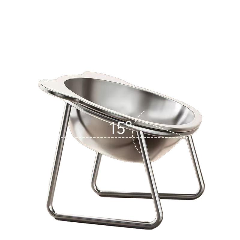 15° Tilted Cat Bowl, Elevated Cat Bowls - for Small Cats/Dogs,Indoor Stainless Steel Anti-Vomiting Pet Bowls,Spine Friendly