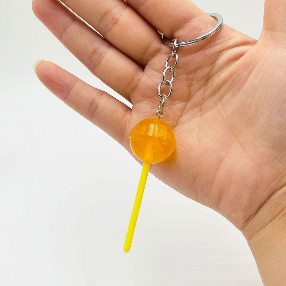 Transparent Lollipop Keychain 3D Food Candy Key Rings Lovely Simulation Lollipop  Men Women