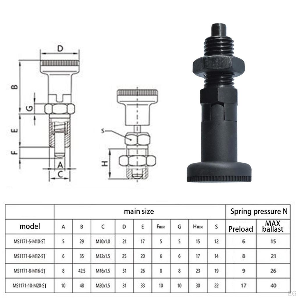 Accessories for Spring Pistons: Positioning Pin, Professional Self-locking Button, Carbon Steel