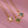 Drip Oil Bees Butterfly Cute Necklace For Women Gold Color Stainless Steel Turtle Charm Choker Christmas Jewelry Romantic Gifts