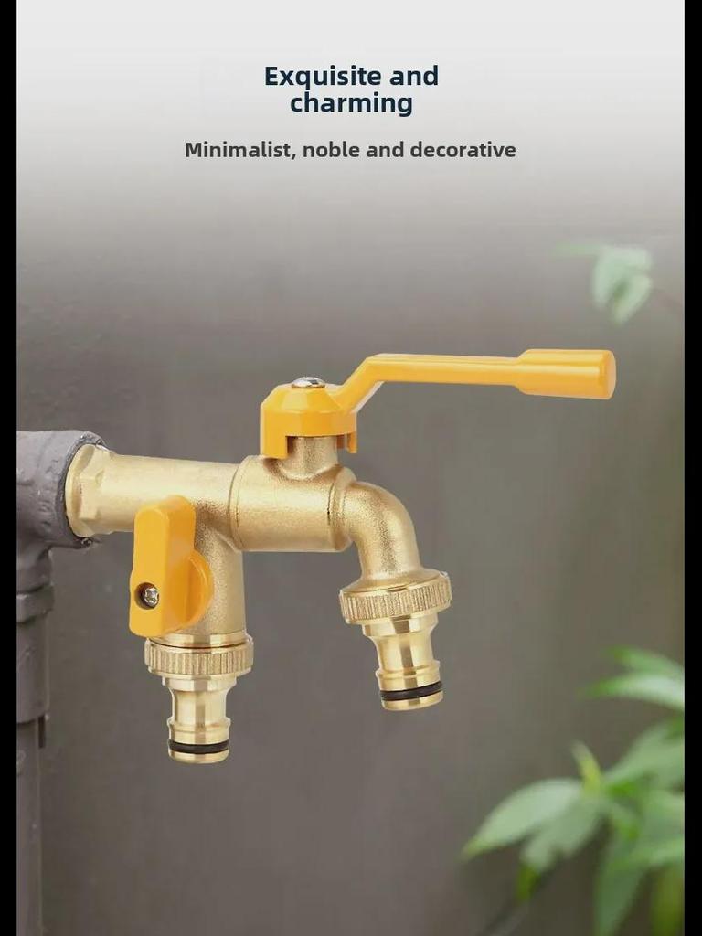 Pure Copper Outdoor Faucet for Garden/Balcony: Mop Pool Tap with Dual Outlets and Large Flow