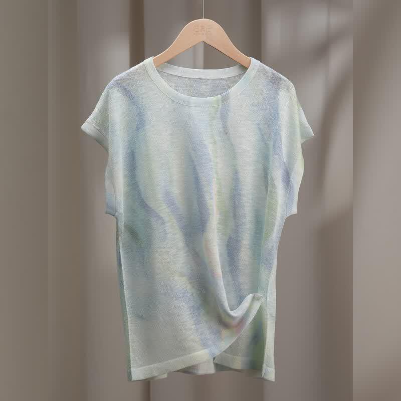 Women s Summer Lightweight Tie-Dye Knit Top M