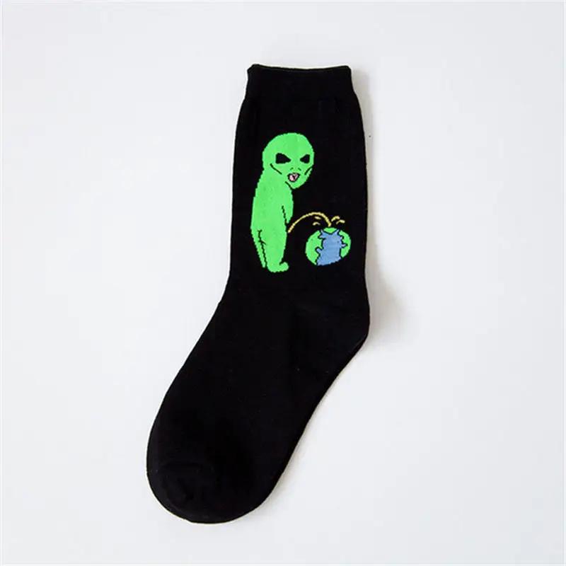 Mode Unisex Cartoon Katze Kunst Lustig Alien Planet Bequem Herbst Winter Kreativ Warm Baumwolle Halloween Party Socken