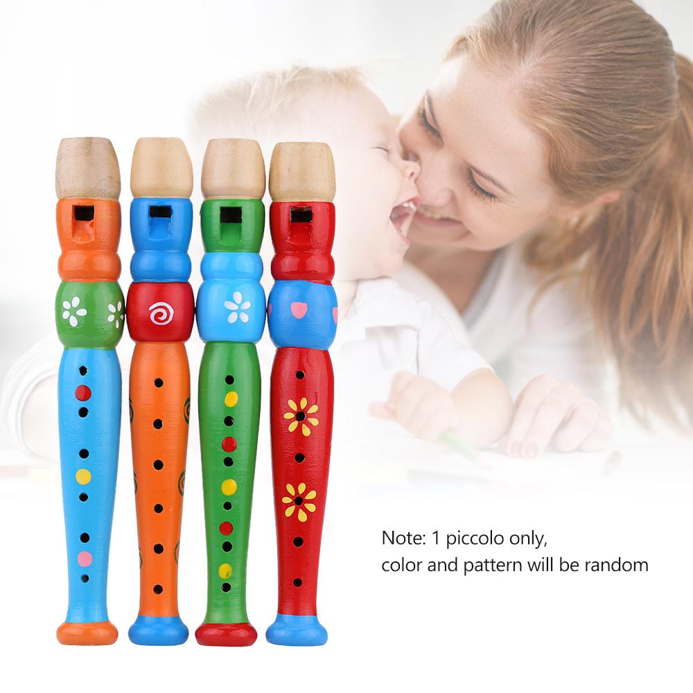 Wooden Piccolo Flute Sound Musical Instrument Early Education Toy Gift for Baby Kid Child
