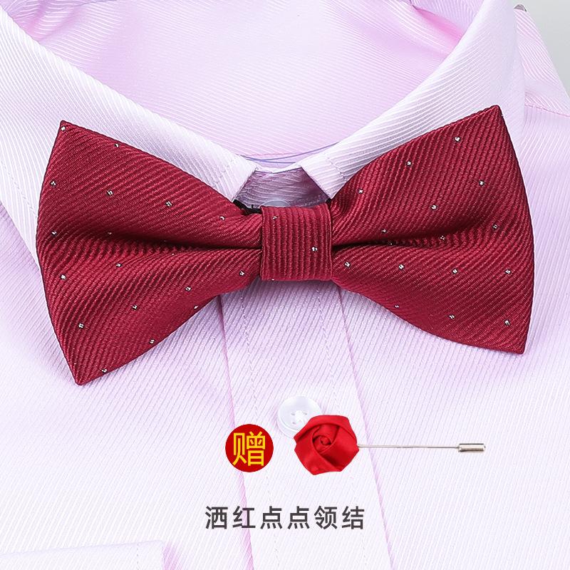 Men'S Korean Banquet Groom Wedding Best Man British Bow Tie Brooch Set Burgundy Bow Red Bow Tie
