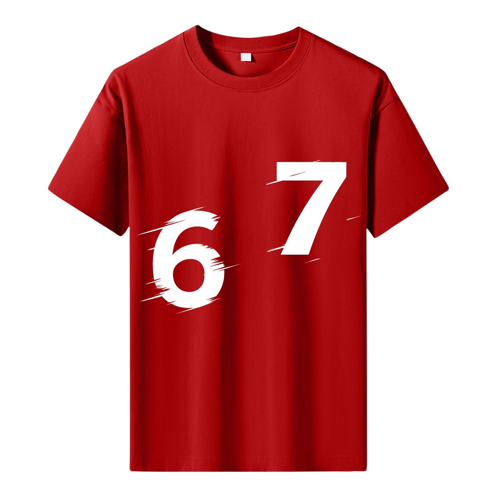 

Чоловіча футболка з принтом з коротким рукавом Чоловічий вільний повсякденний топ з коротким рукавом XXL червоний