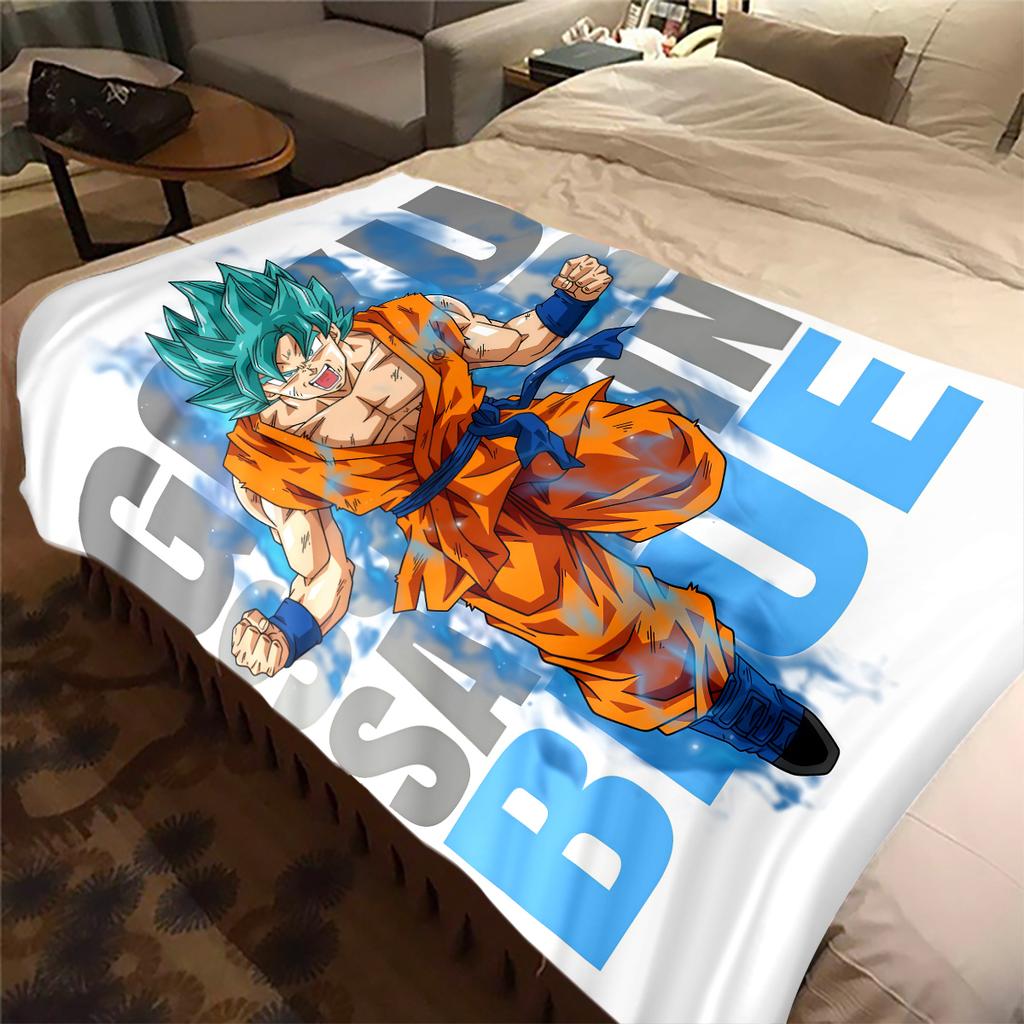 1PC Manta de Franela con Estampado de Son Goku, Alta Calidad para Todas las Estaciones, Decoración del Hogar, Calidez y Comodidad, Perfecta para Regalos de Navidad