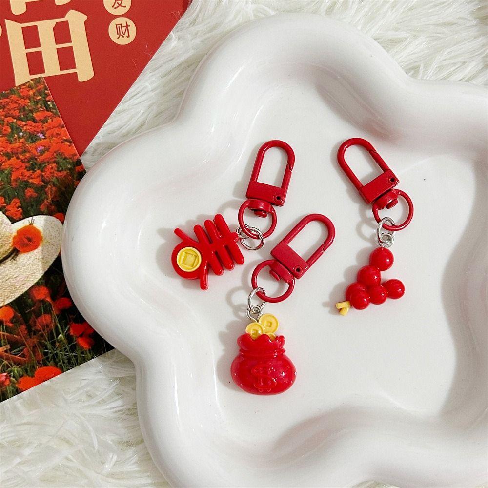 Firecracker Chinese Knot Pendant Lucky Bag Red Lantern Keyring  Birthday Gift