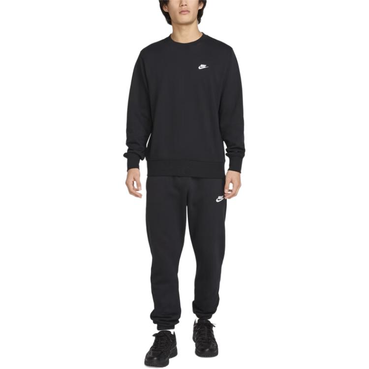 Nike Club Casual Simple Round Neck Pullover Sweatshirt Men sweatshirt Black FN3889010