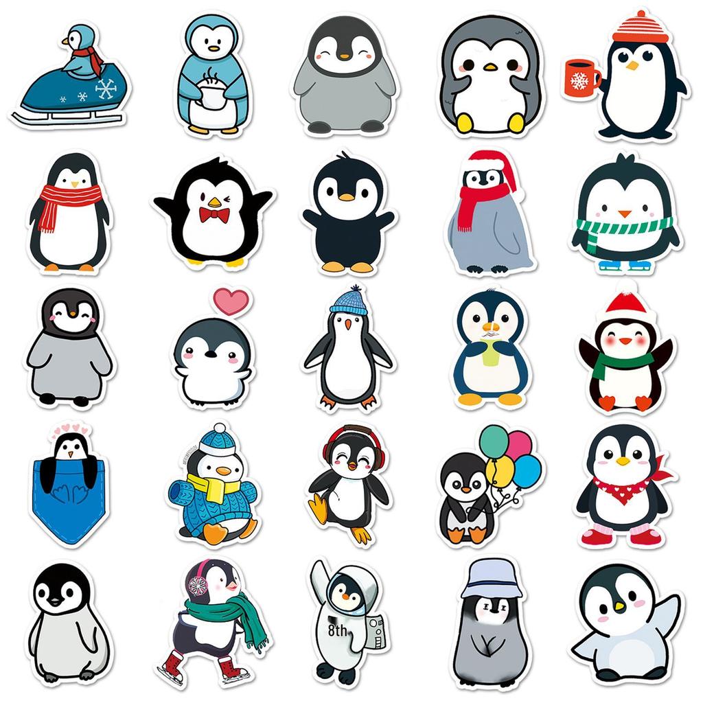 50 Waterproof Penguin Graffiti Stickers for DIY Skateboards, Phone Cases, and Suitcases