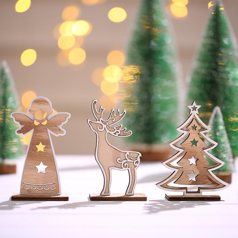 Christmas Festival Wooden Deer & Tree Desktop Ornaments