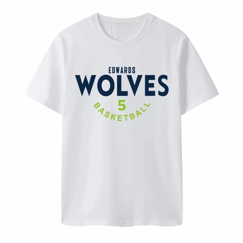 

2026 New Timberwolves Edwards T-shirt No. 5 Jersey Graphic T-shirt Printed Men s and Women s Short-sleeved T-shirts Streetwear XXXL