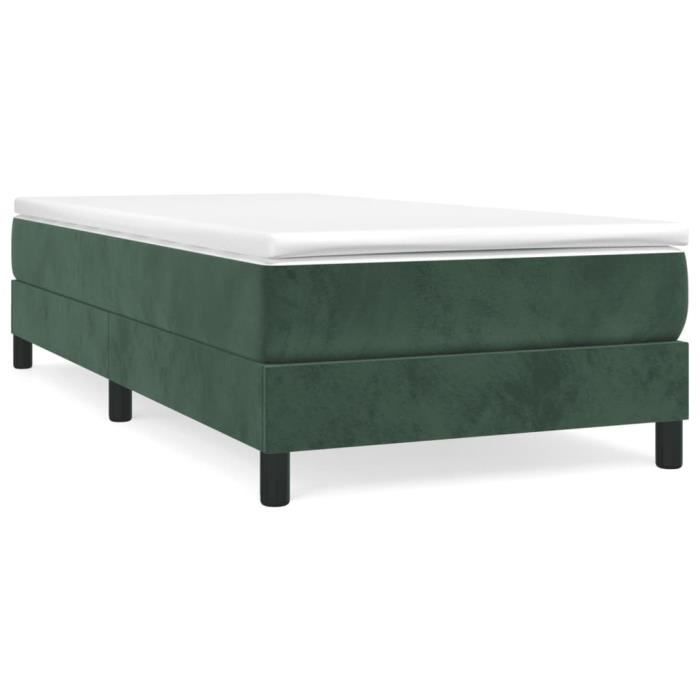 VidaXL Lit à sommier tapissier avec matelas Vert foncé 90x200 cm - Modèle 3144312