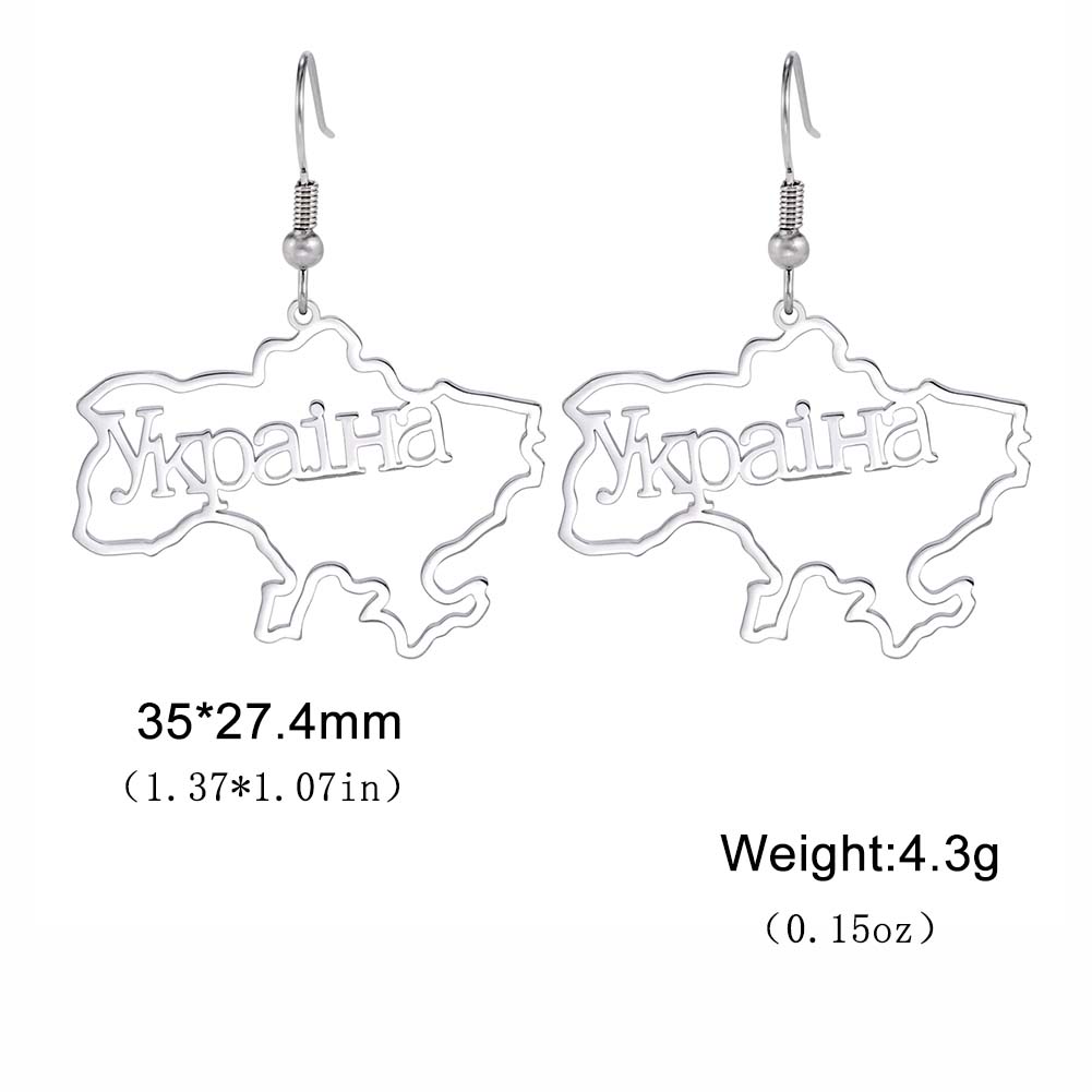 LIKGREAT Ukraine Map Dangle Earrings Fashion Hollow Ukraine Drop Earrings Ethnic Patriotic Exaggerate Earrings for Women Gifts