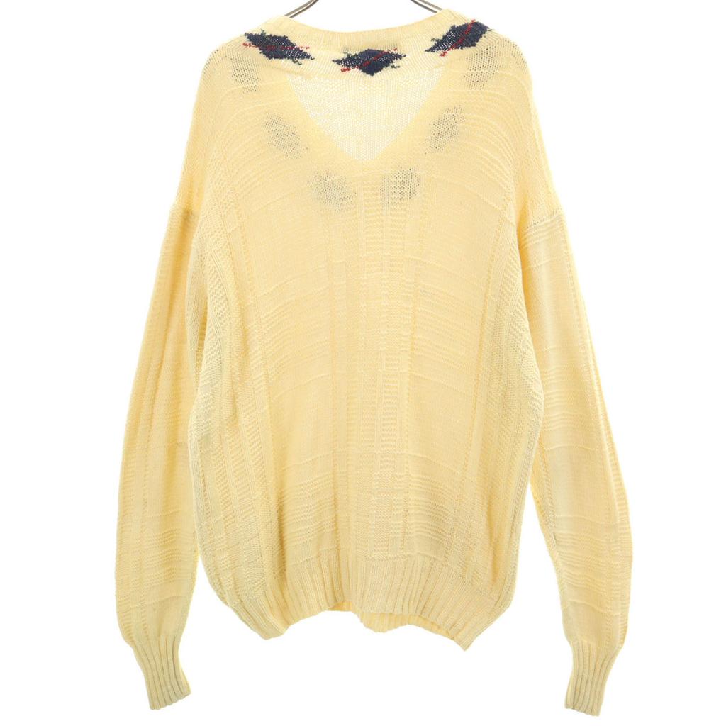 Polo by Ralph Lauren 90s Old Hand Knit Argyle Pattern Long Sleeve V Neck Knit Men's Used