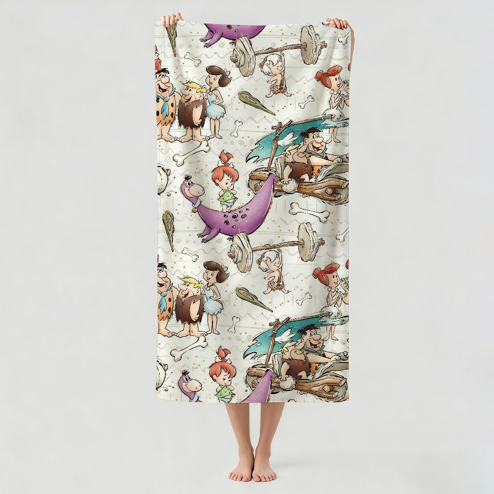 Cartoon The F-Flintstones Towel Drying Bath Towel Applicable To Light Swimming Camping Yoga Beach Out