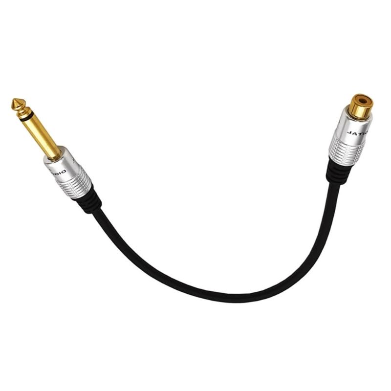 6.35mm 1/4 TS Mono- Male To RCA Female Audio Cable Adapter Aluminum-Shell Copper-Injection Molding Gold Plated Head