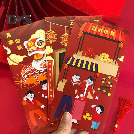 6Pcs Chinese New Year Red Envelopes 2025 Lunar Yera of The Snake Red Money Pocket Spring Festival Lucky Hong Bao