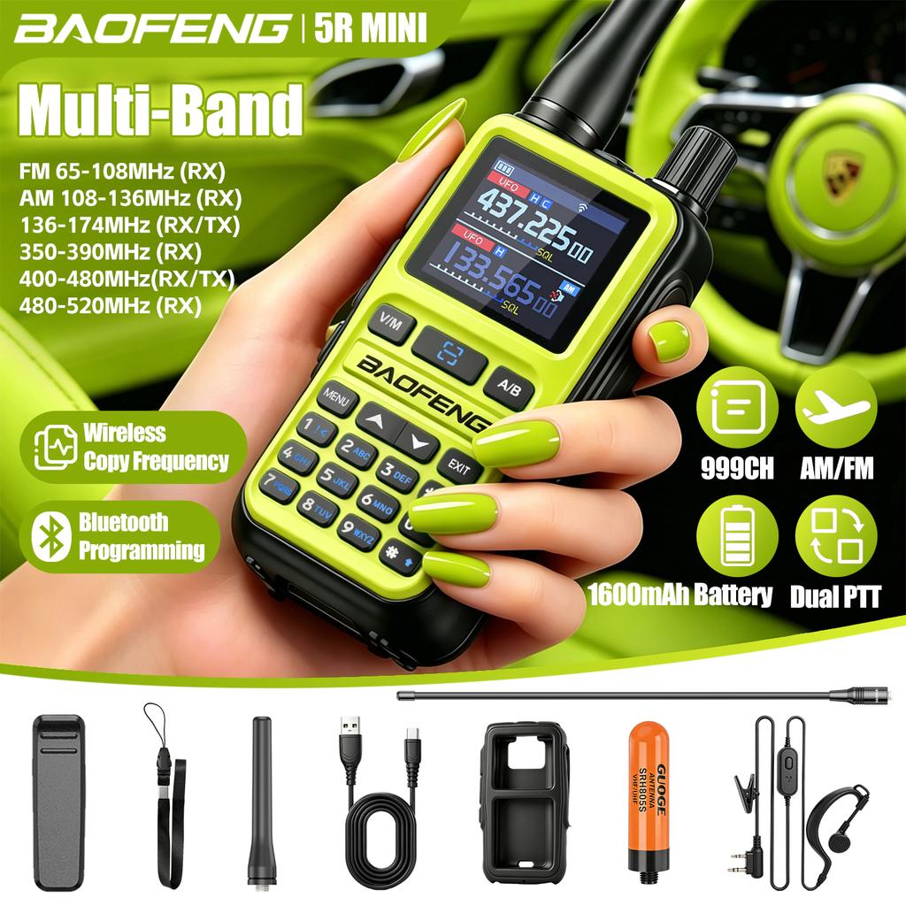 Baofeng 5Rmini Walkie-Talkie Bluetooth Programming Aviation Receiver Dual PTT Transmitter Key Outdoor Travel Baofeng Handheld RA