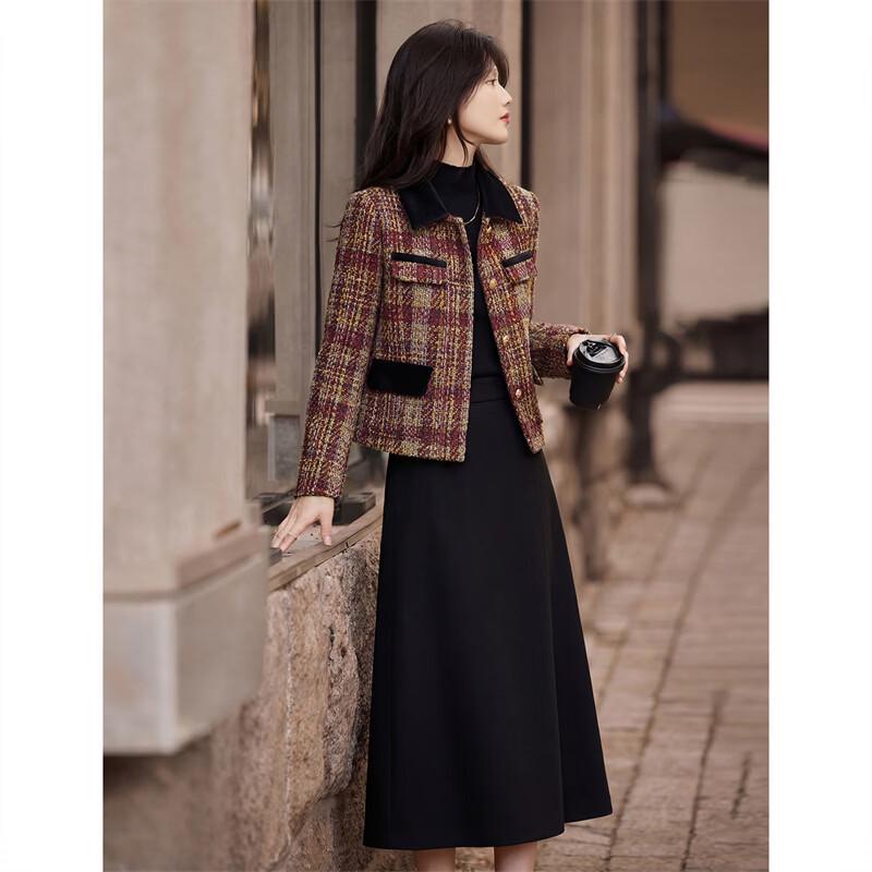 Elegant Thickened Tweed Skirt Suit
