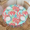 Round Coral Reef Tropical Ocean Hawaiian Style Tablecloth Waterproof Oil-Proof Table Cover 70 Inch Red Blue Green Table Cloth