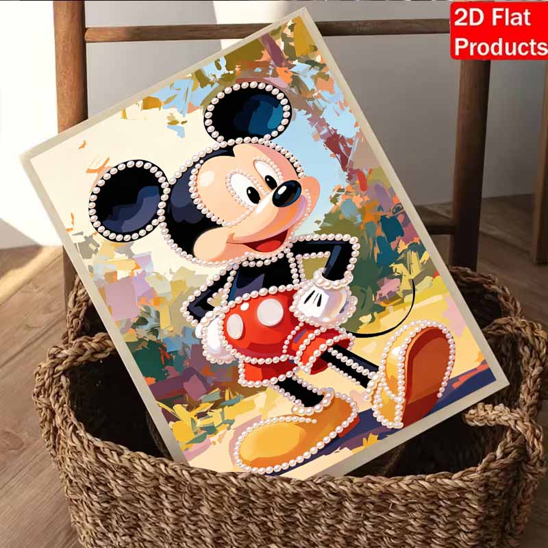 Disney Pearl Art Painting Mickey Mouse Home Wall Decor Art Crafts Handmade DIY Adult/Beginner Gift Creative Home Decor Frameless Canvas Artwork