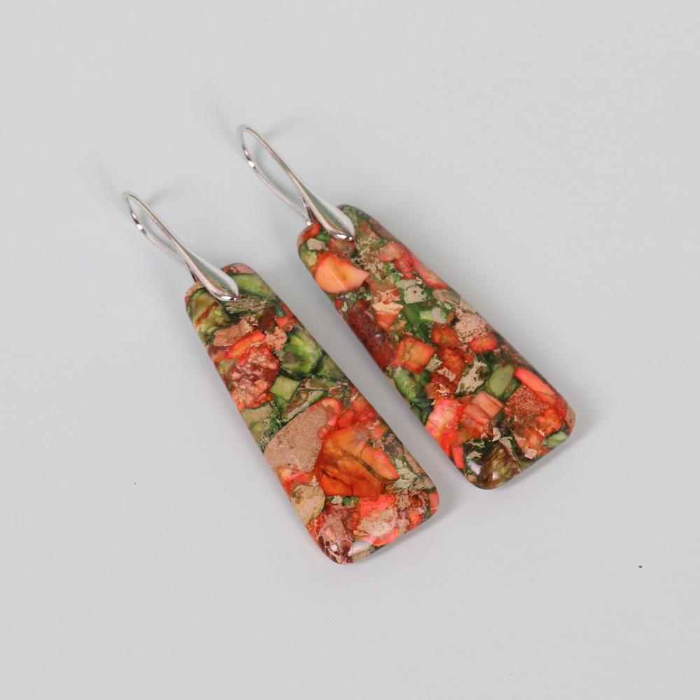 

Богемный этнический винтажный натуральный камень шушань бисерные серьги драгоценный камень голубой нефрит лечебные висячие серьги для женщин