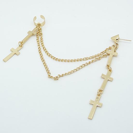 1Pc Ear Cuff Cross Dangle Versatile Alloy Women Fashion Punk Ear Crawler for Women