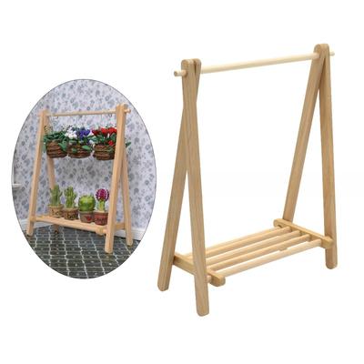 Foldable Clothes Rack for Dollhouse Miniature Floor Hanger 1/12 Dollhouse Display Wood Furniture Dollhouse Decoration