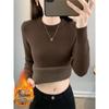Women's Plus Size Knit Sweater - 2025 Autumn/Winter, Half-High Collar, Thickened Velvet Base Layer