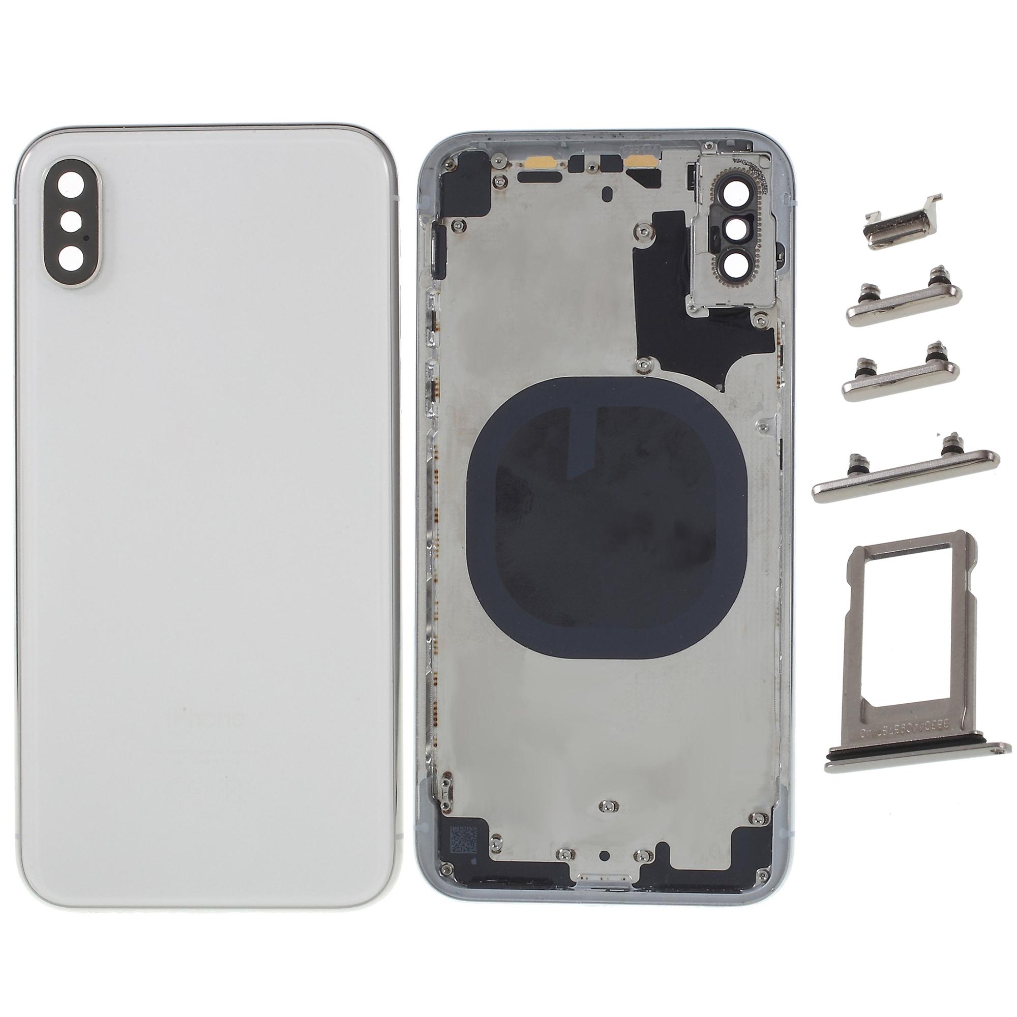 

For iPhone X Back Battery Housing Cover+Middle Plate Frame+Side Buttons Replacement Part (without Logo) Silver