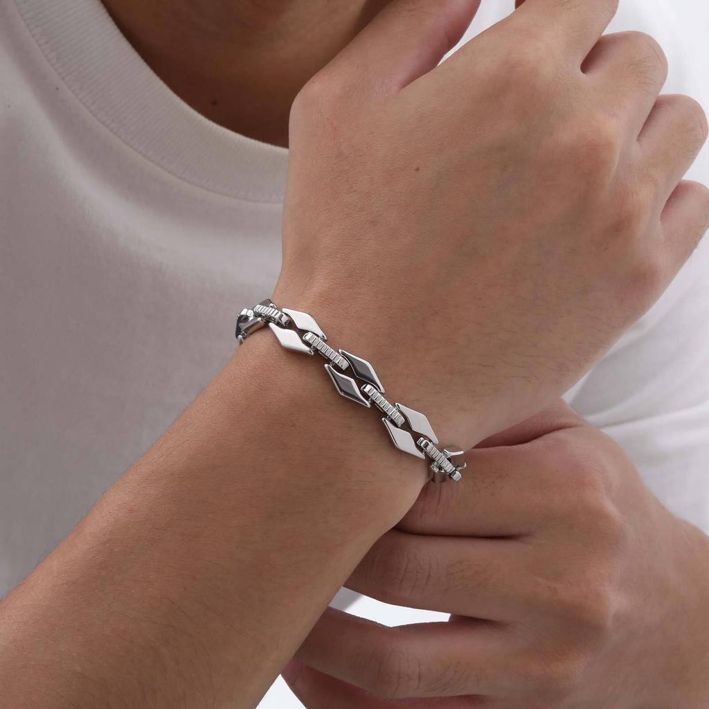 New Fashion Bracelets for Men Boys,Handmade Stainless Steel Link Wristband,Anniversary Birthday Gifts for Him