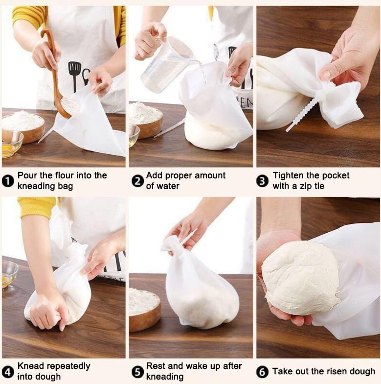 Dough Bag Dough Kneading Bag Household Supplies Baking Accessories 2 Pcs Reused Silicone Transparent -40 ℃ To 220 ℃