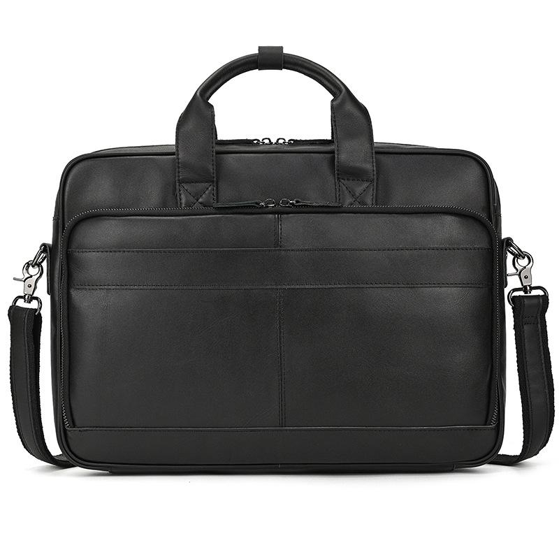 Leather Briefcase 16-Inch Men'S Business Handbag Commuter Shoulder Messenger Bag First Layer Cowhide Black