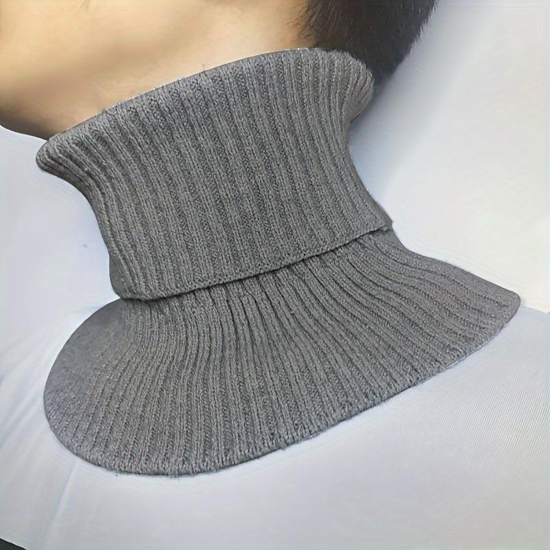 Winter Men Knitted Scarf Fake Collar Detachable Turtleneck Neck Warmer Windproof Cotton Scarf Ruffles Wrap Collar Cover 27*18Cm