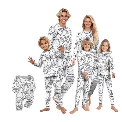Hand-painted Parent-child Outfit- Print Round Neck Parent-child Long Sleeve Long Pants Home Clothes Suit