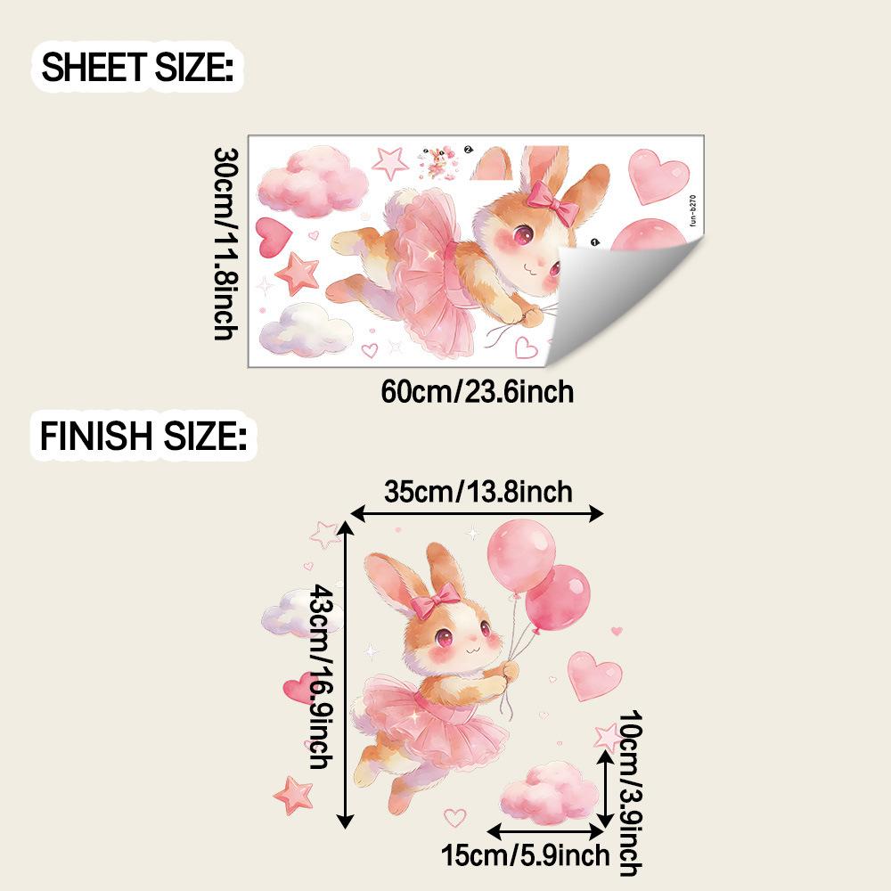 

Cartoon Cute Little Rabbit Balloons for Children s Bedroom, Living Room and Study. Wall Decoration Stickers for The Walls.