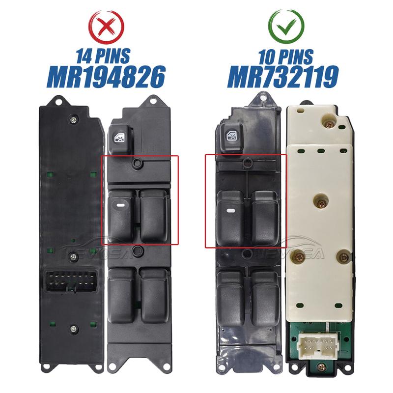 NEVOSA MR732119 For Mitsubishi Triton L200 K62T K74T General Car Part Driver Front Door Power Window Switch Lifter Button 10P