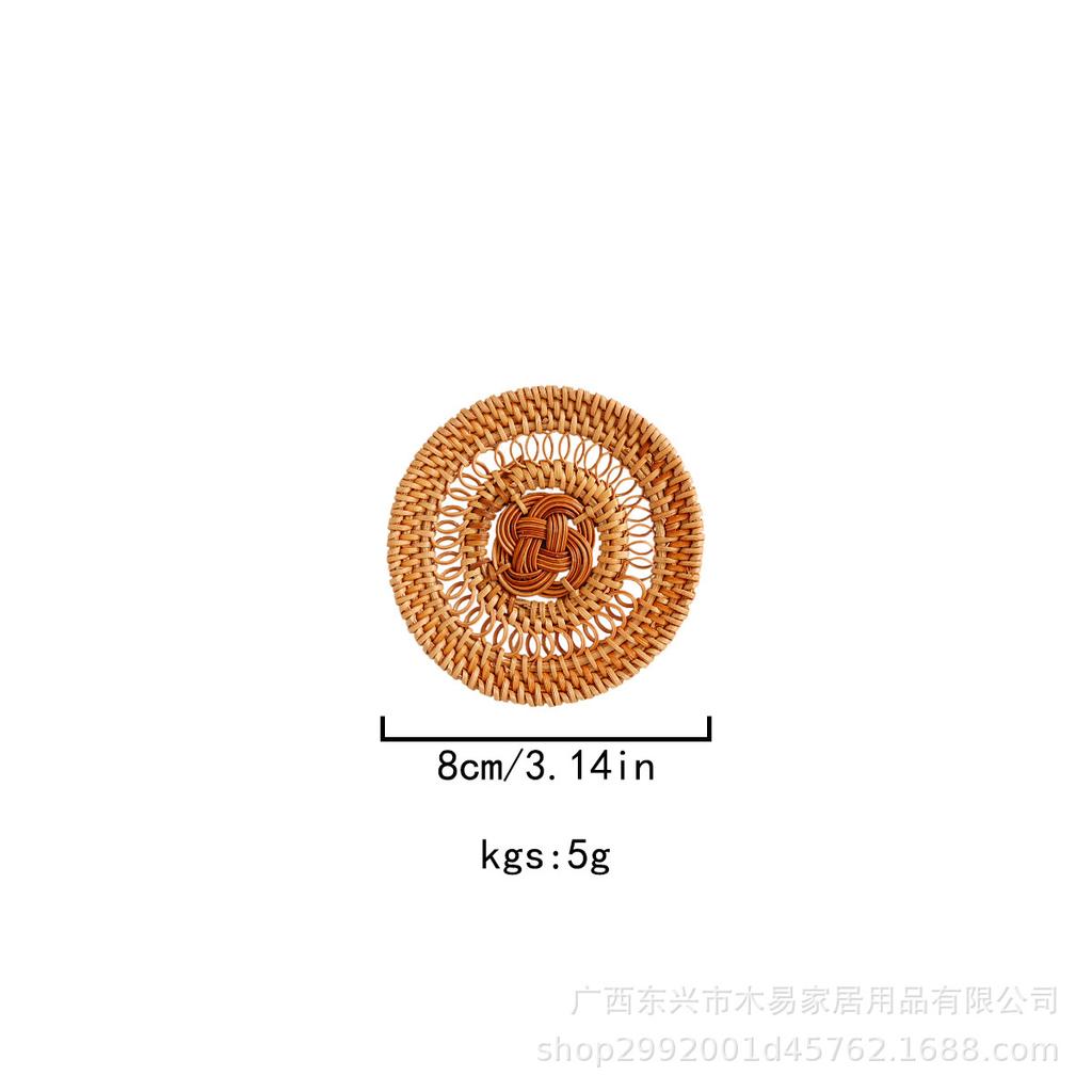 Autumn Rattan Woven Coaster Tea Set Accessories Thermal Insulation Mat Bowl Mat Dining Table Mat
