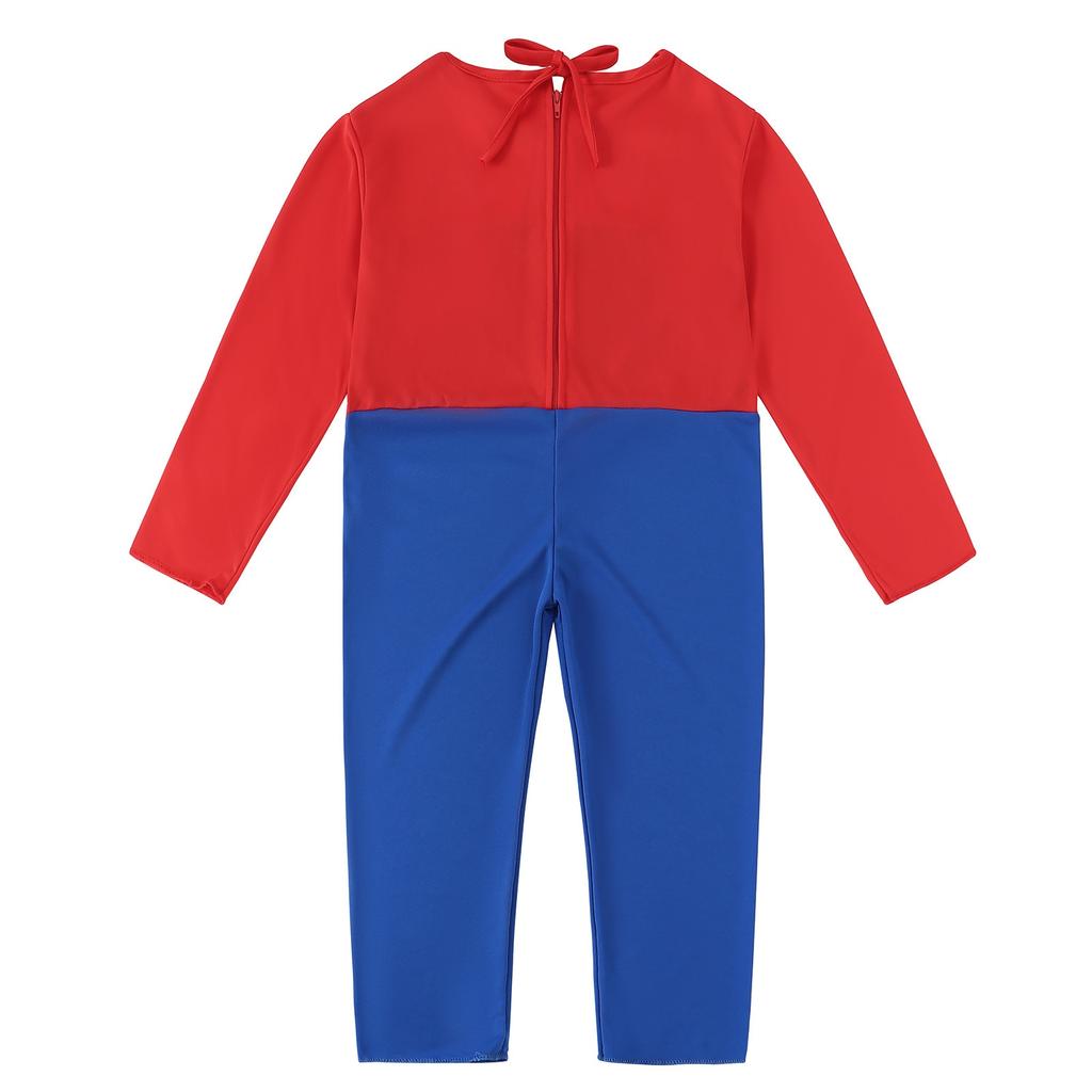 Costume Classic Super Mario for Kids Party Chili Role Play Carnival Christmas Halloween with Hat and Beard Red L 7-8 Years