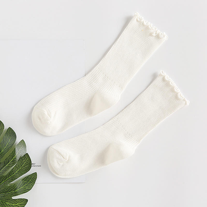 Japanese Retro Ruffled Cotton Socks Women Solid Color Ankle Boot Styling Harajuku Christmas Girlfriend Gift Pink Yellow Cute